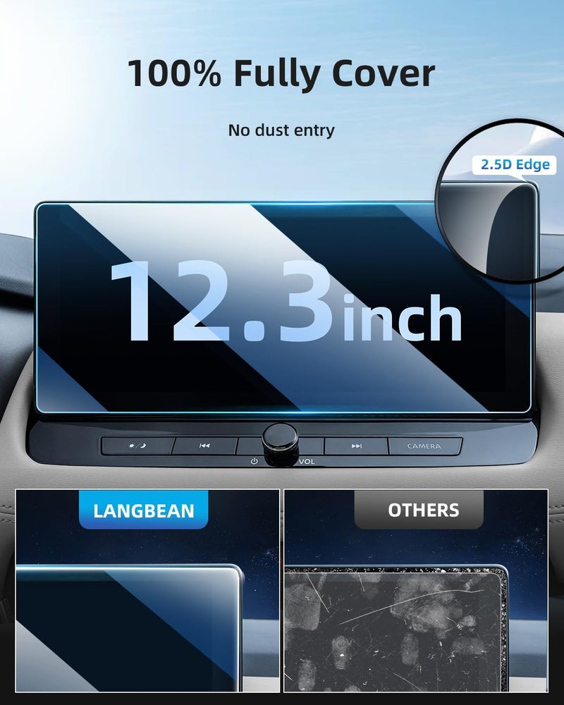LANGBEAN Altima Screen Protector for 2025-2023 Nissan Altima SL & Rogue SL/Platinum 12.3 Inch Touchscreen, HD Clear, High Sensitivity, 9H Tempered Glass Car Navigation Screen Protector - Image 2